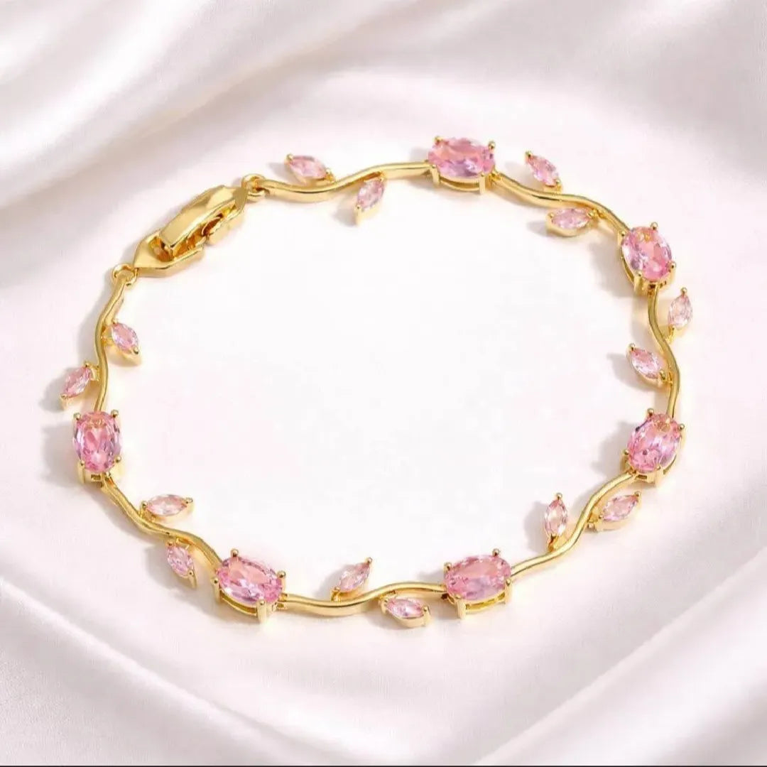 Tulip Charm Bracelet Set (Pack of 2) – Dainty Korean-Style Floral Jewelry, Perfect Gift for Her