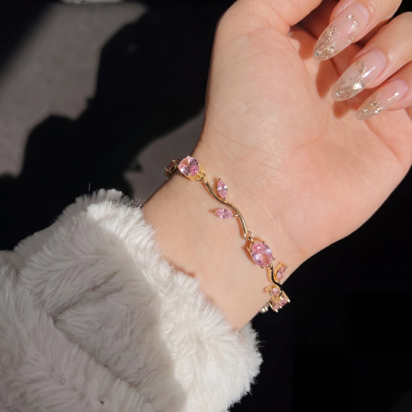 Tulip Charm Bracelet Set (Pack of 2) – Dainty Korean-Style Floral Jewelry, Perfect Gift for Her